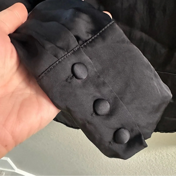 Good American wrap tux silky black collared blouse - Picture 12 of 13